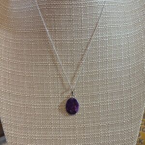 925 Sterling Silver Elegant Purple Pendant Necklace